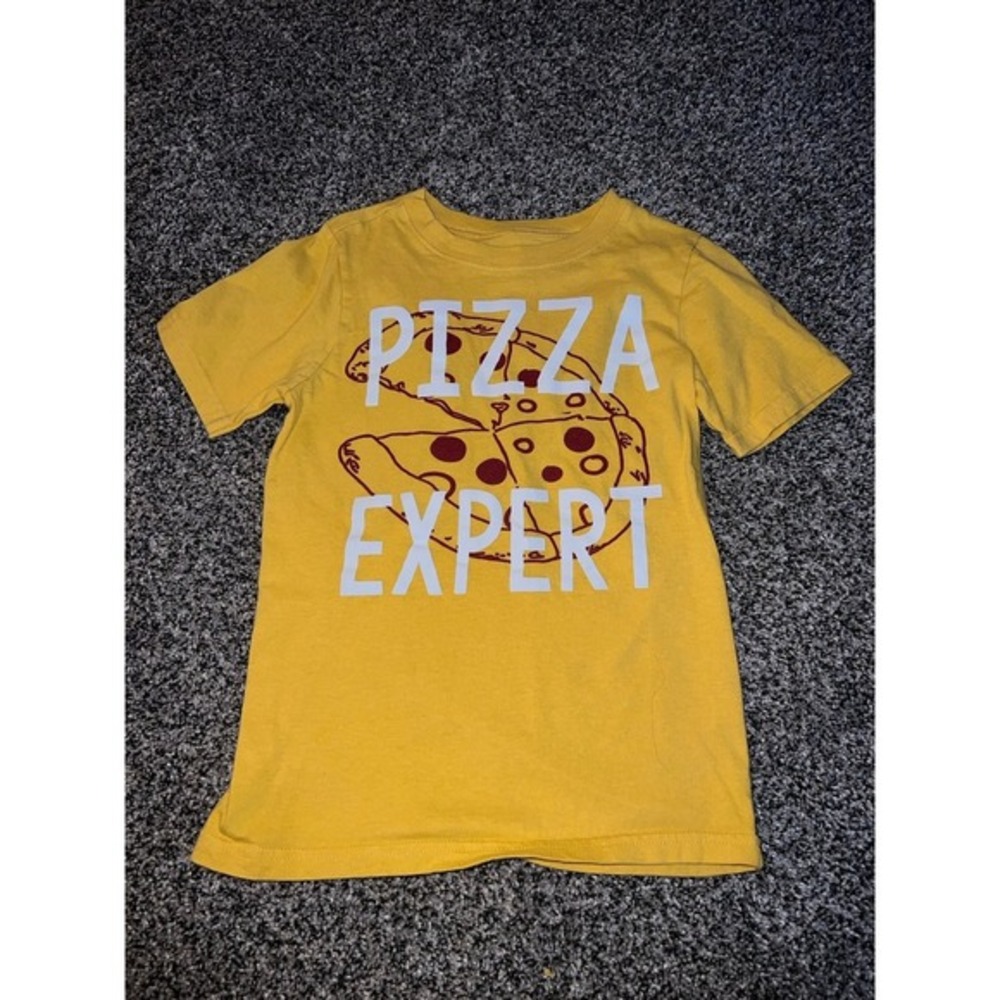 Carter's Boys Yellow "Pizza Expert" short sleeve shirt size 7